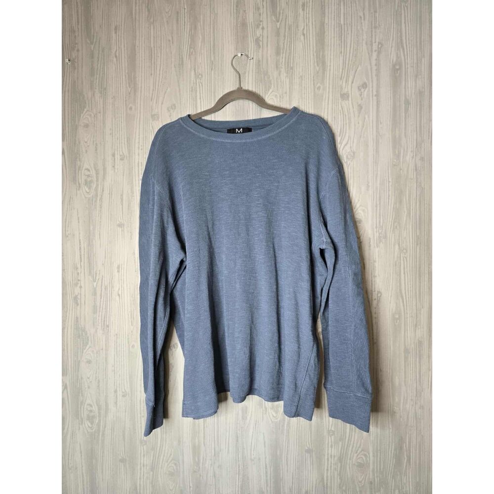 Magaschoni Men’s XL Blue Long Sleeve Crewneck Knit Pullover Cotton Blend
